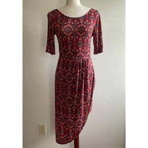Everly Asymmetrical Hem Dress Womens M Red Floral Low Back